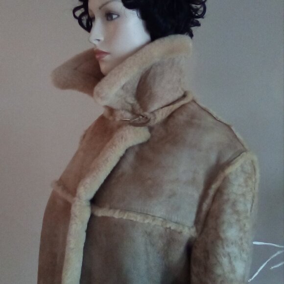 VTG Genuine House Of Leather Women's Suede Shearling Coat Sz M Bust 44" Doubled - Picture 6 of 14